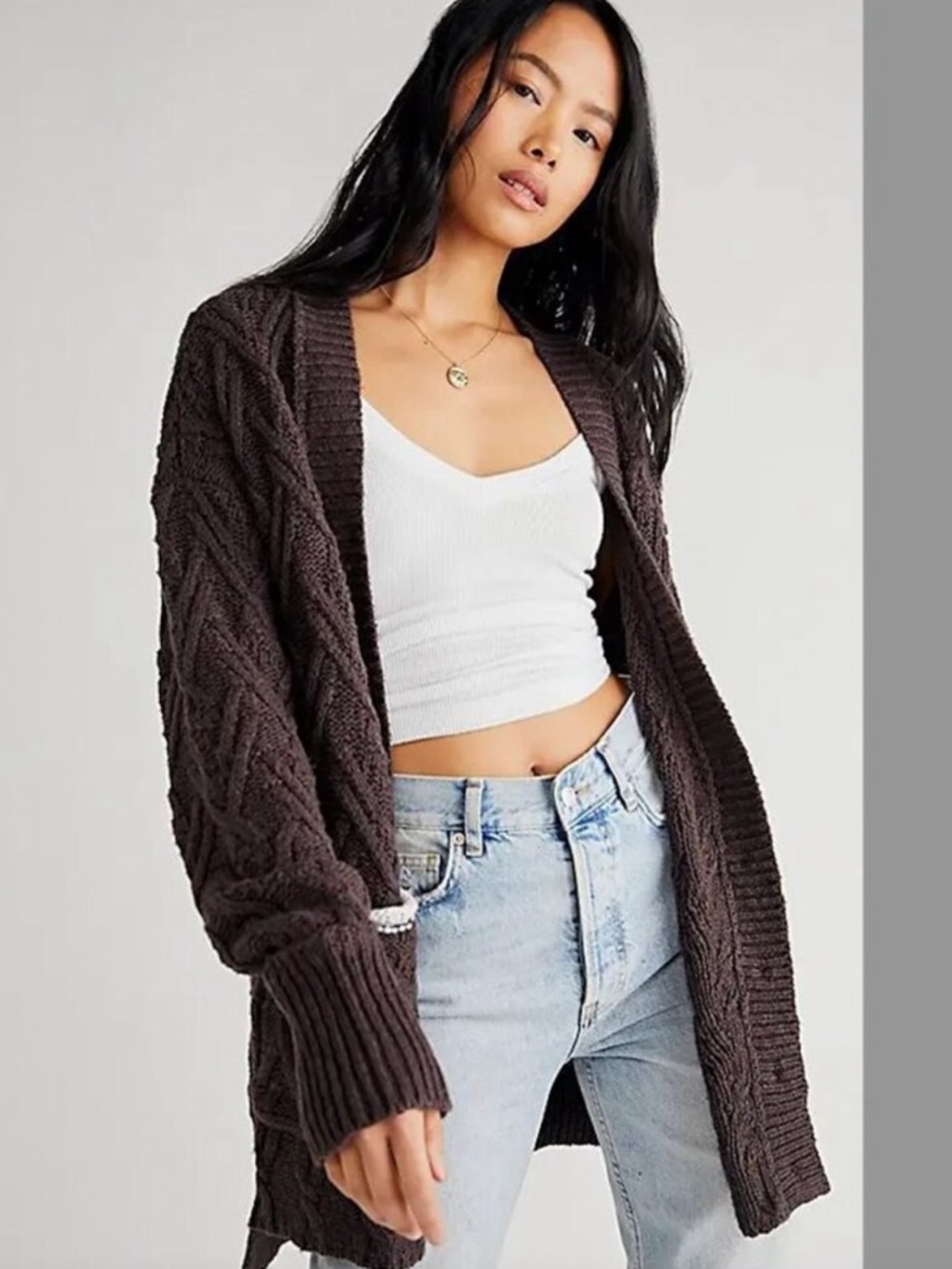 Free people Montana cable knit cardi cardigan sweater RARE COLOR